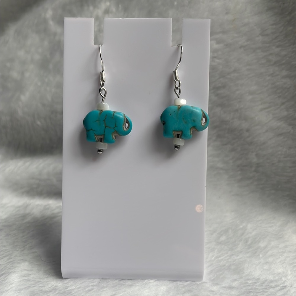 Whimsical Blue Elephant Charm Earrings